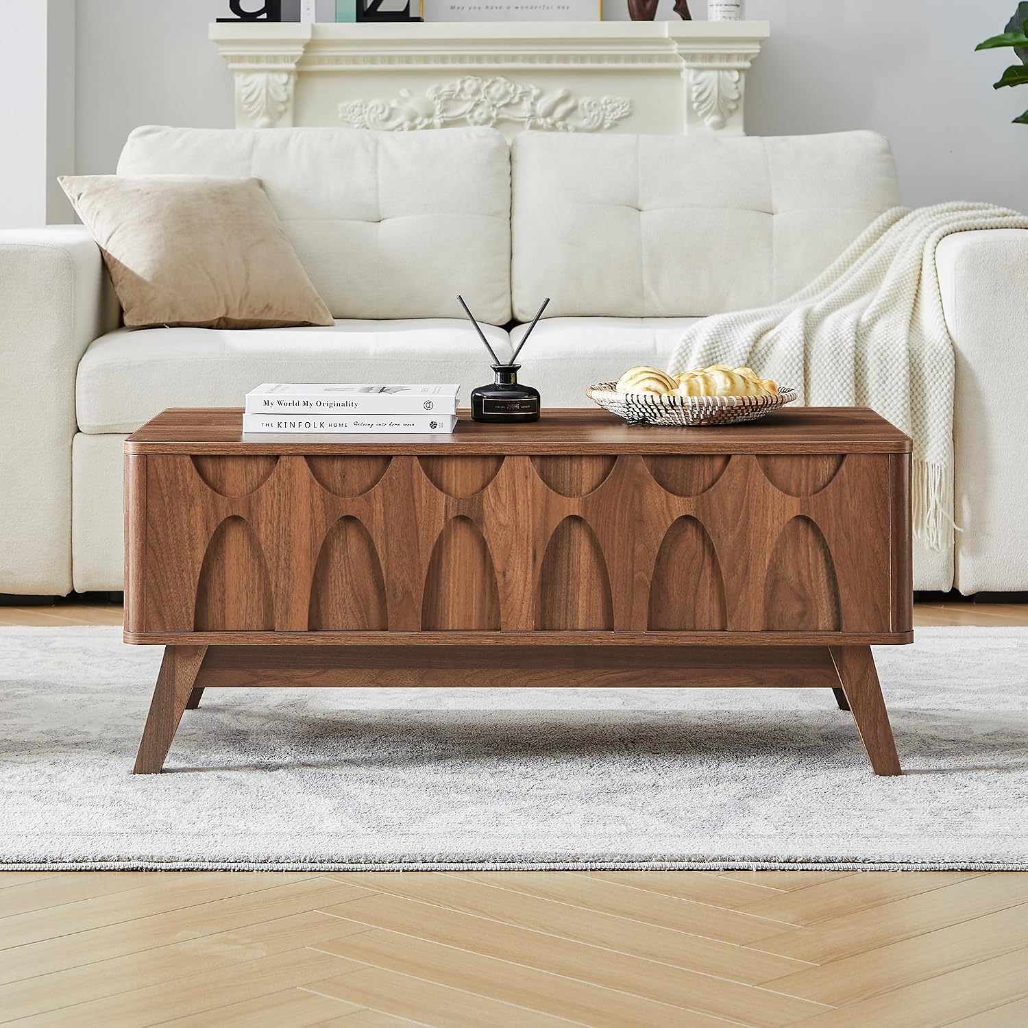 Mid Century Lift Top Storage Rectangular Coffee Table