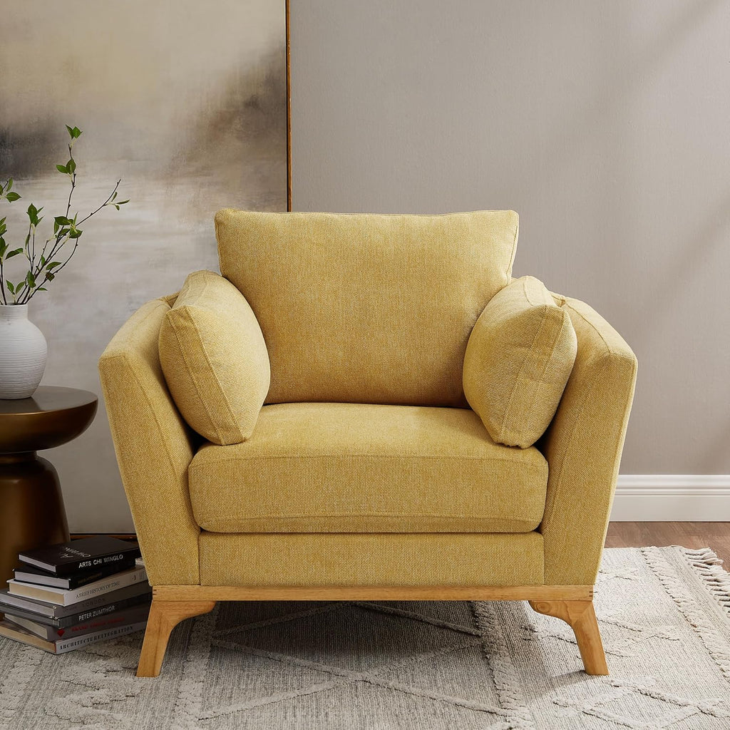 Large Linen Cushioned Accent Chair for Living Bedroom