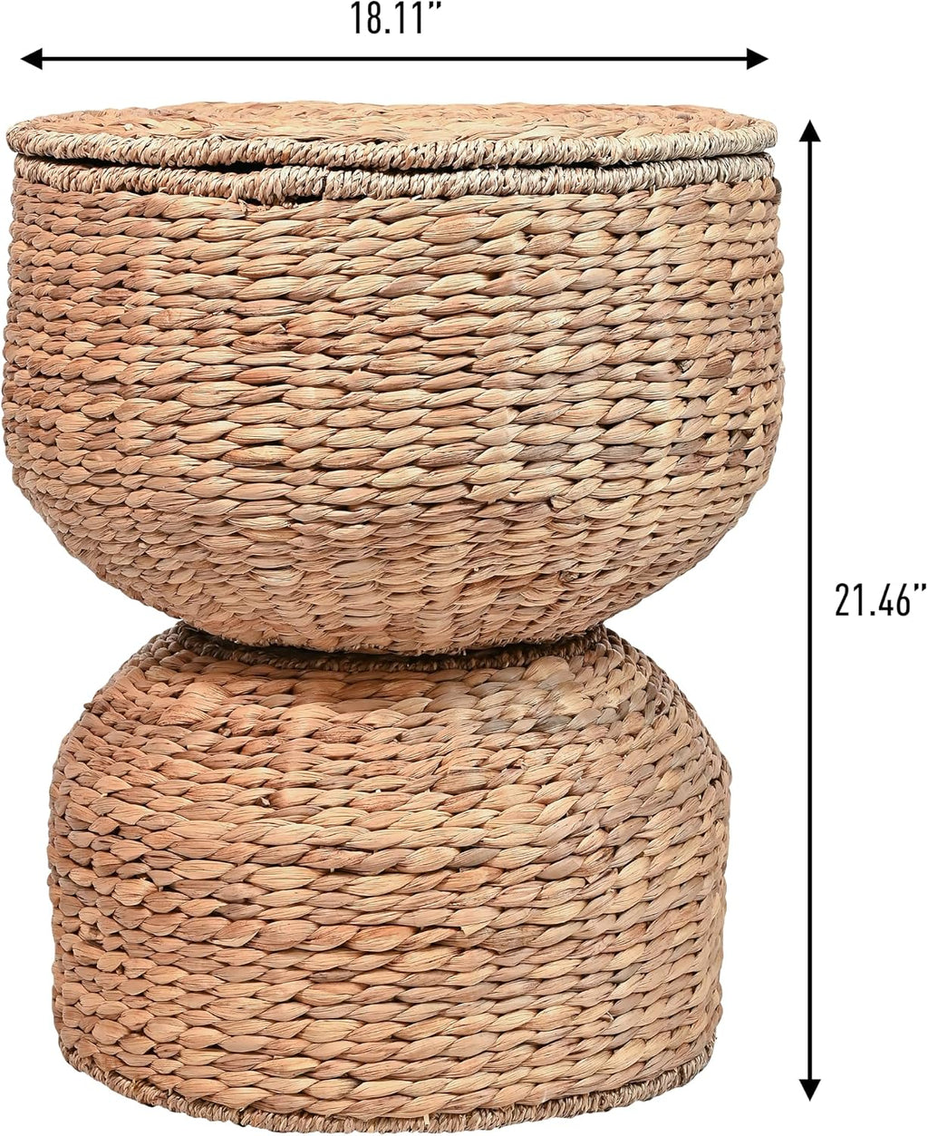Handwoven Hyacinth Hourglass Storage Accent Table