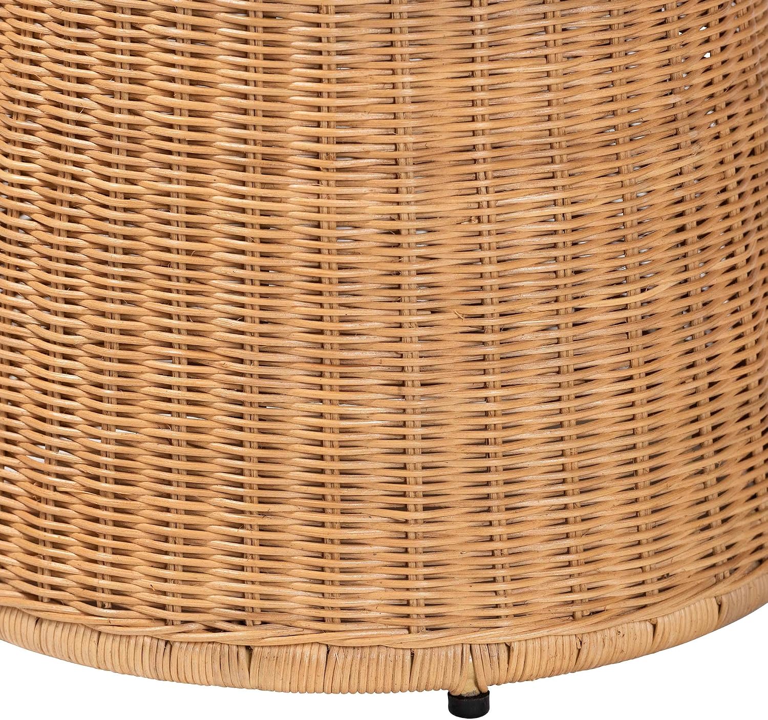 Handwoven Rattan Drum Honey Round End Table